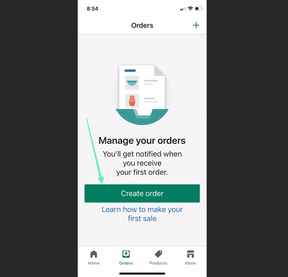 create order on Shopify Admin