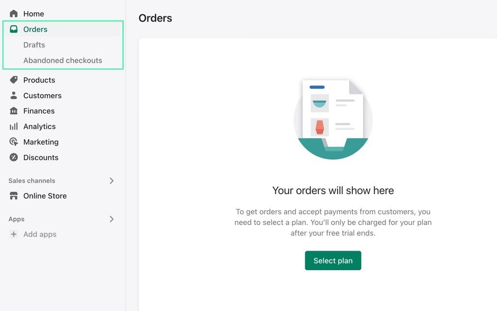 orders on the Shopify Admin