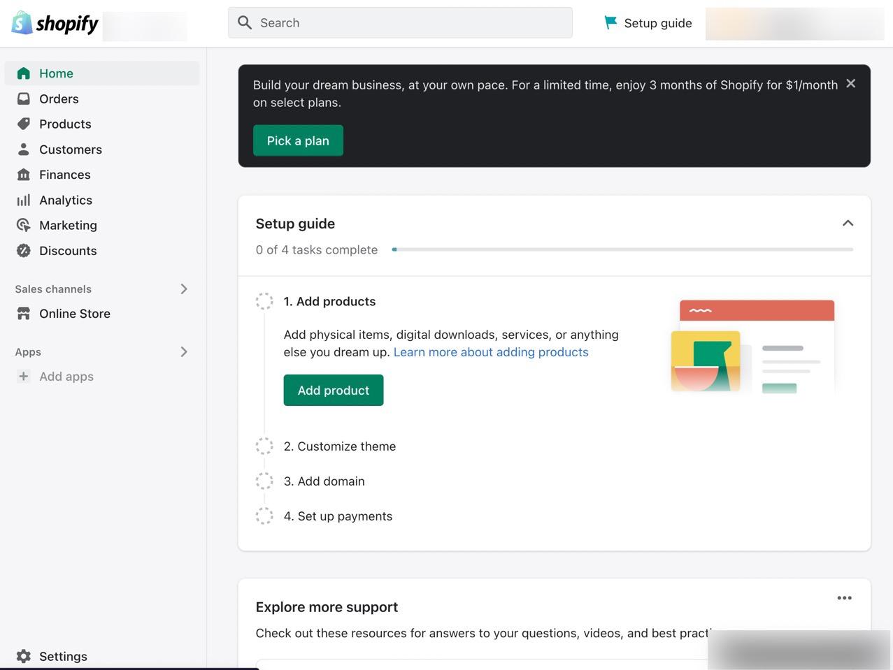 the Shopify Admin dashboard