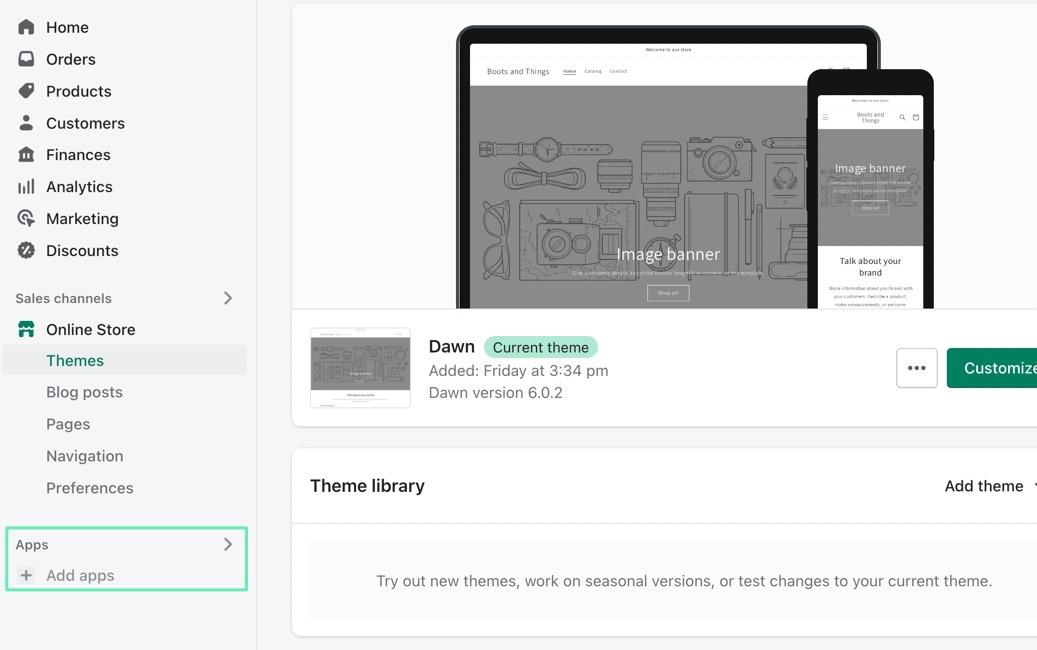 add apps on Shopify Admin