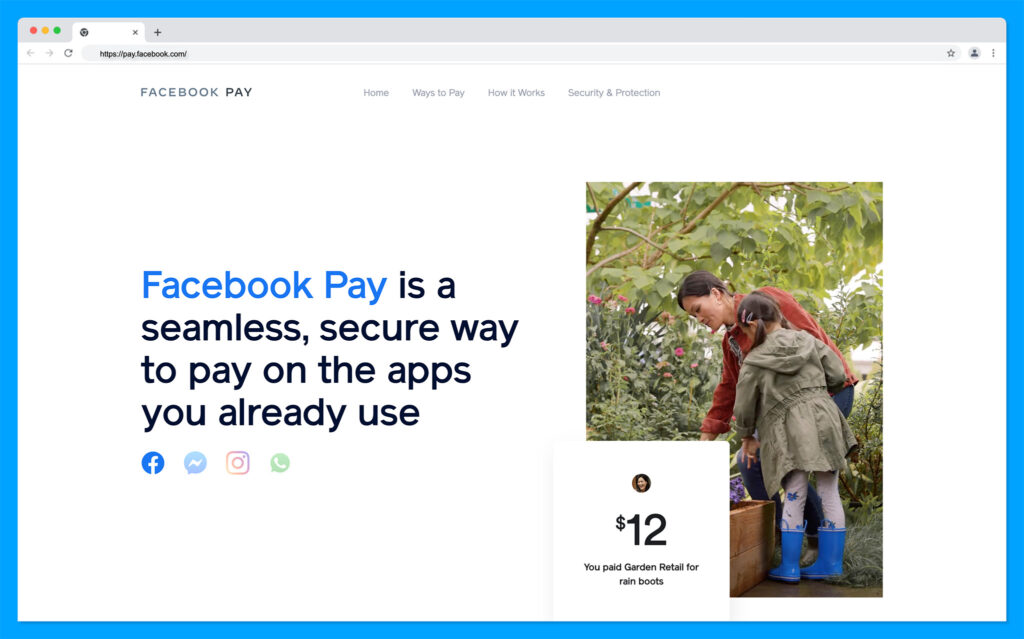 facebook pay homepage