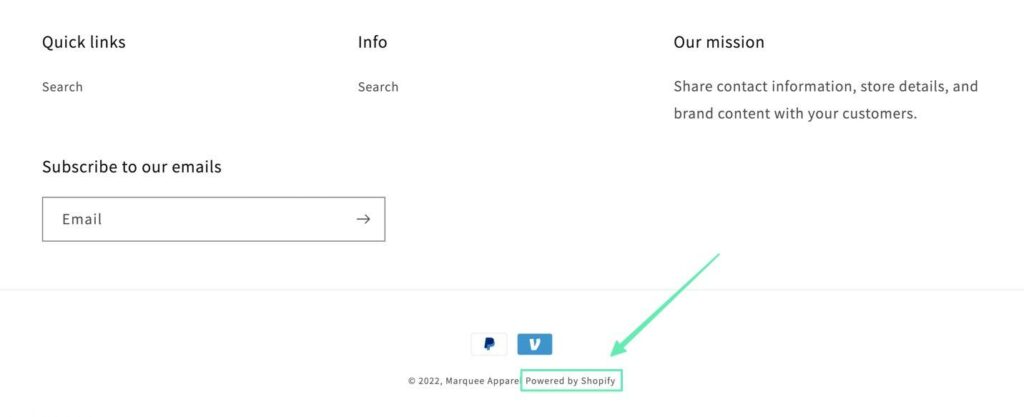how to remove Powered By Shopify