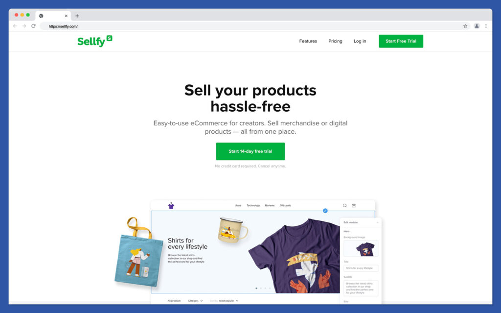 sellfy - best webflow alternatives