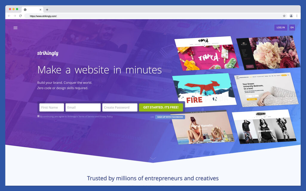 strikingly - best webflow alternatives