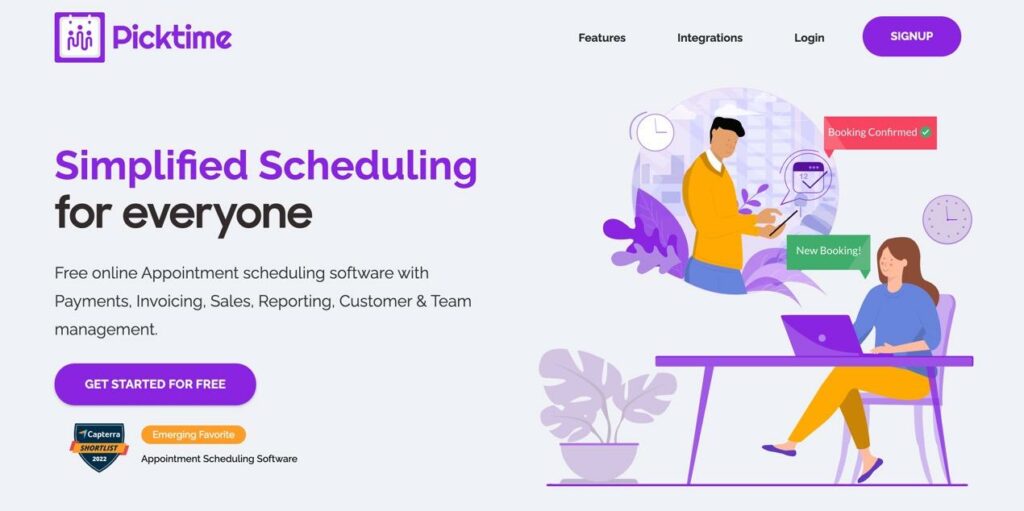 picktime website - best free appointment scheduling apps