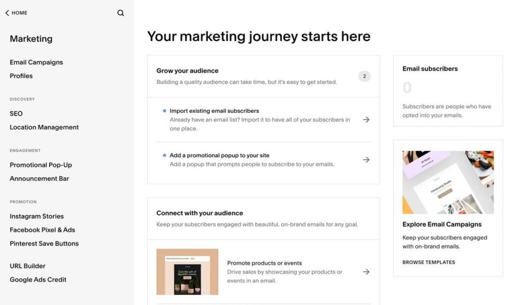 Squarespace vs Bigcommerce in marketing