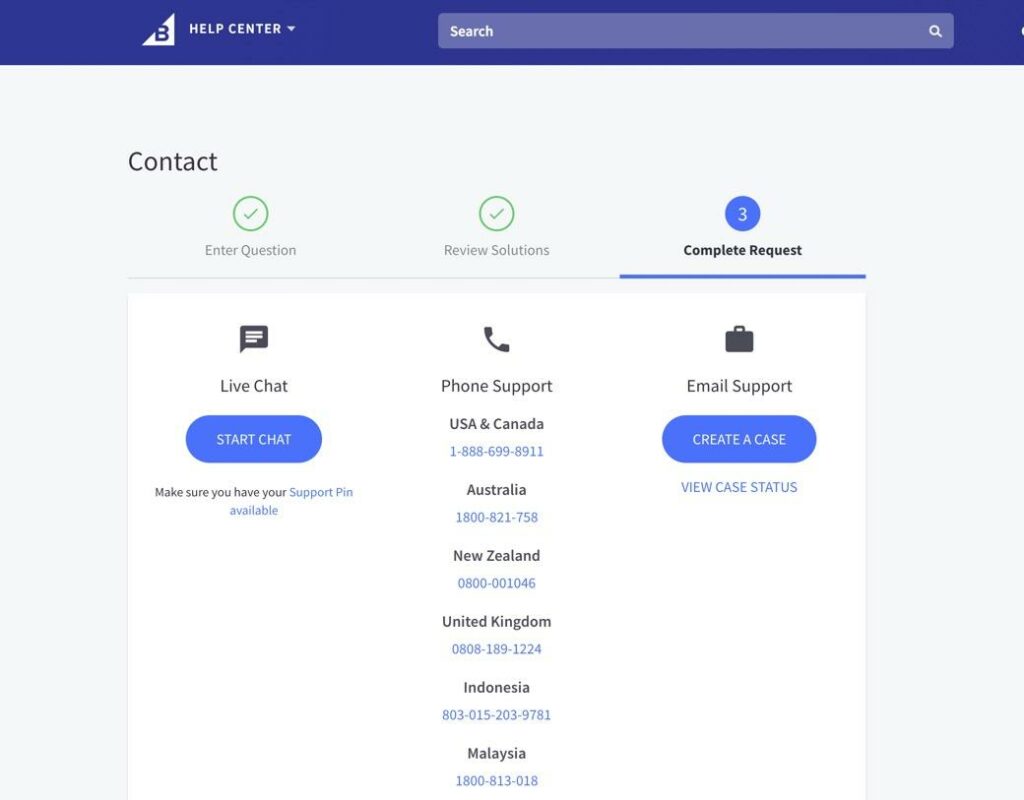 bigcommerce customer support page