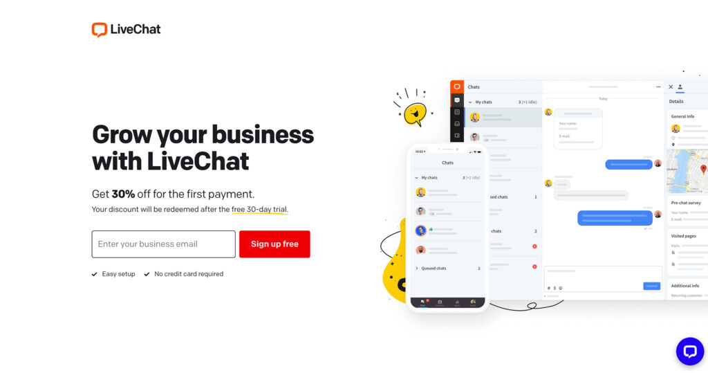 livechat 30 percent off deal