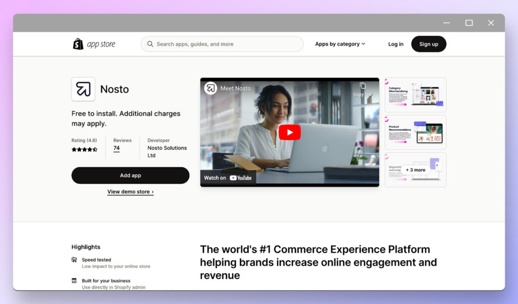 nosto - best shopify plus apps