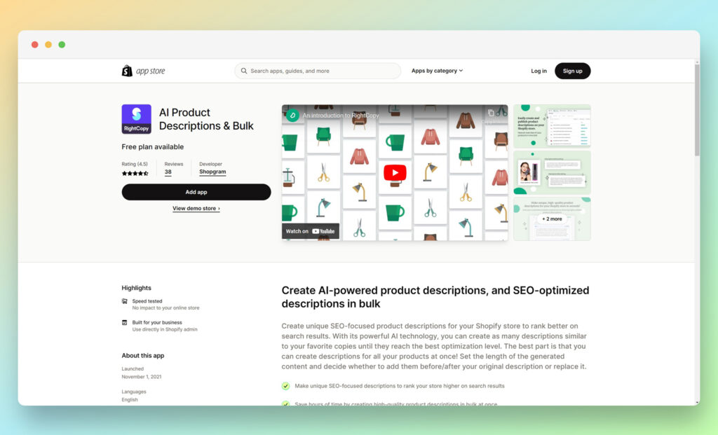 RightCopy Product Descriptions - product description apps for shopify