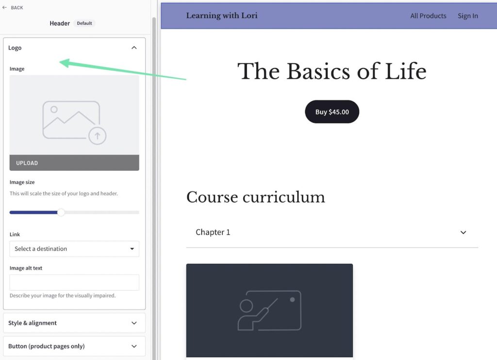 adding a logo - how to create an online course for free