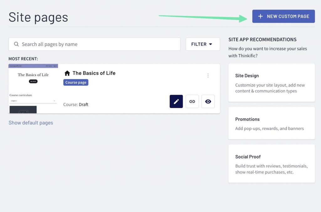 how to create an online course for free and include custom pages