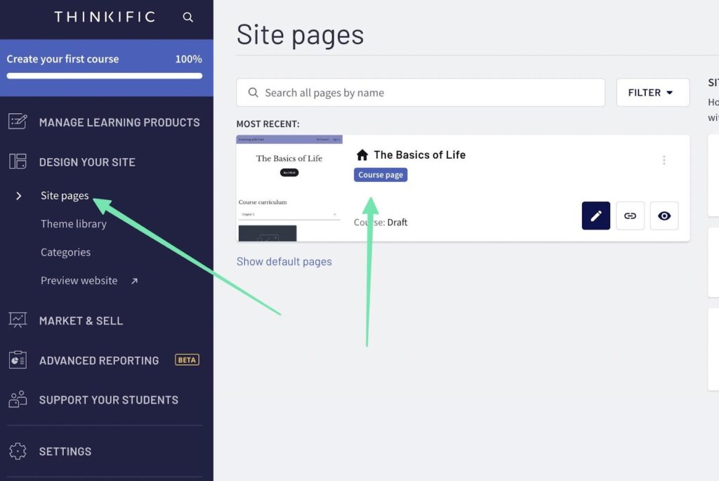using site pages
