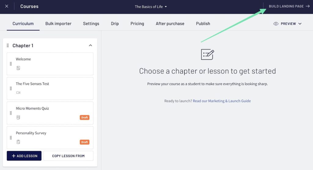 building your landing page