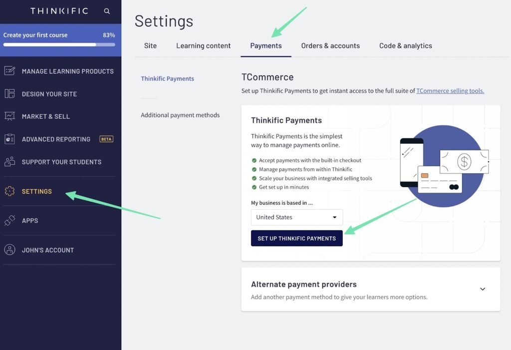 choosing Thinkific Payments