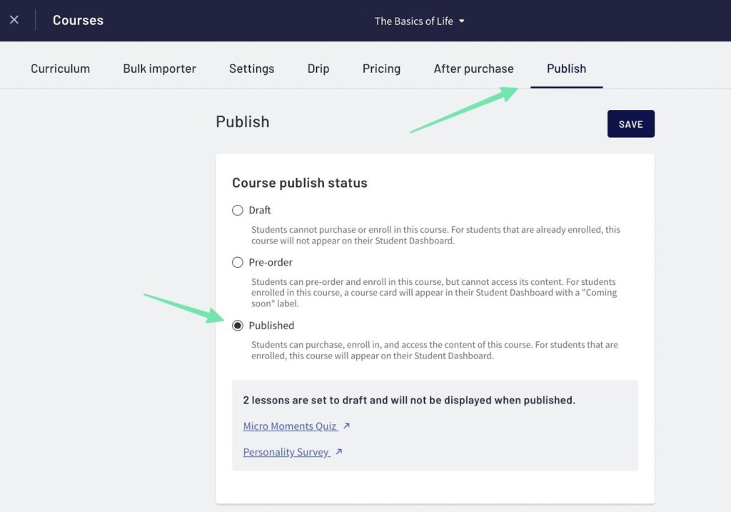 publishing the course while learning how to create an online course for free
