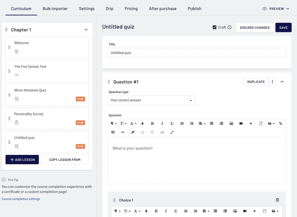 how to create an online course for free with quizzes