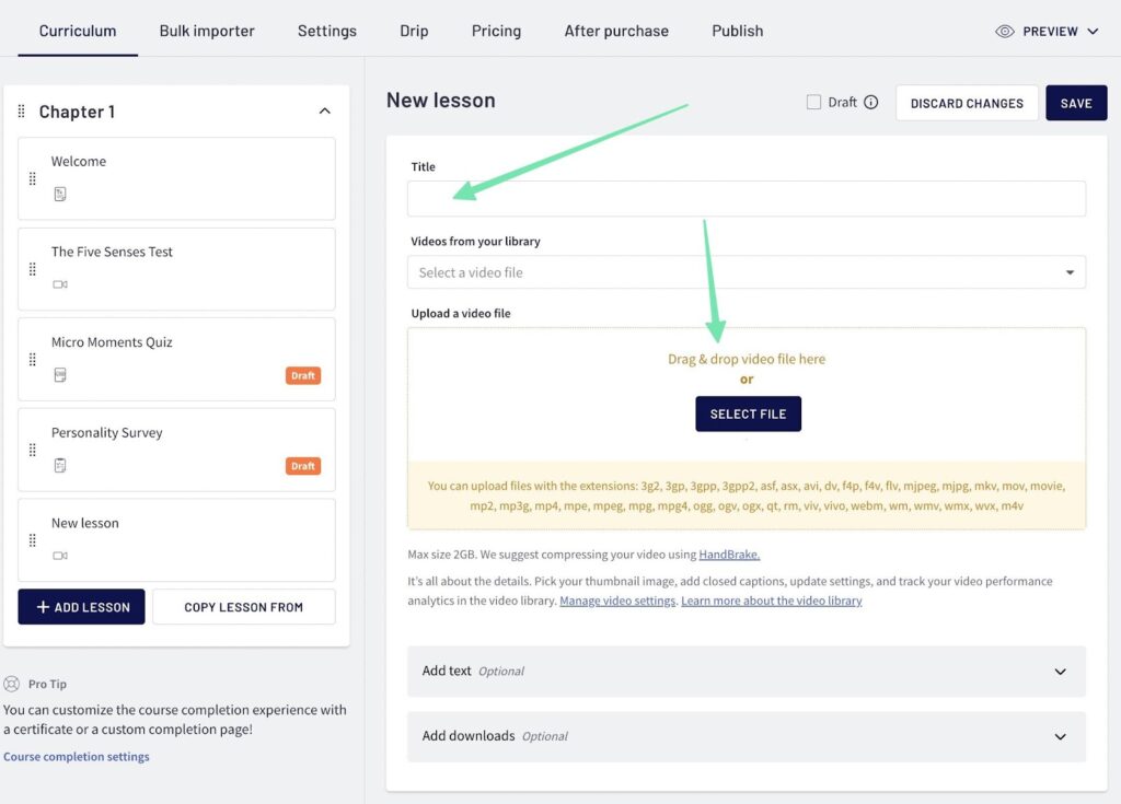 selecting content files