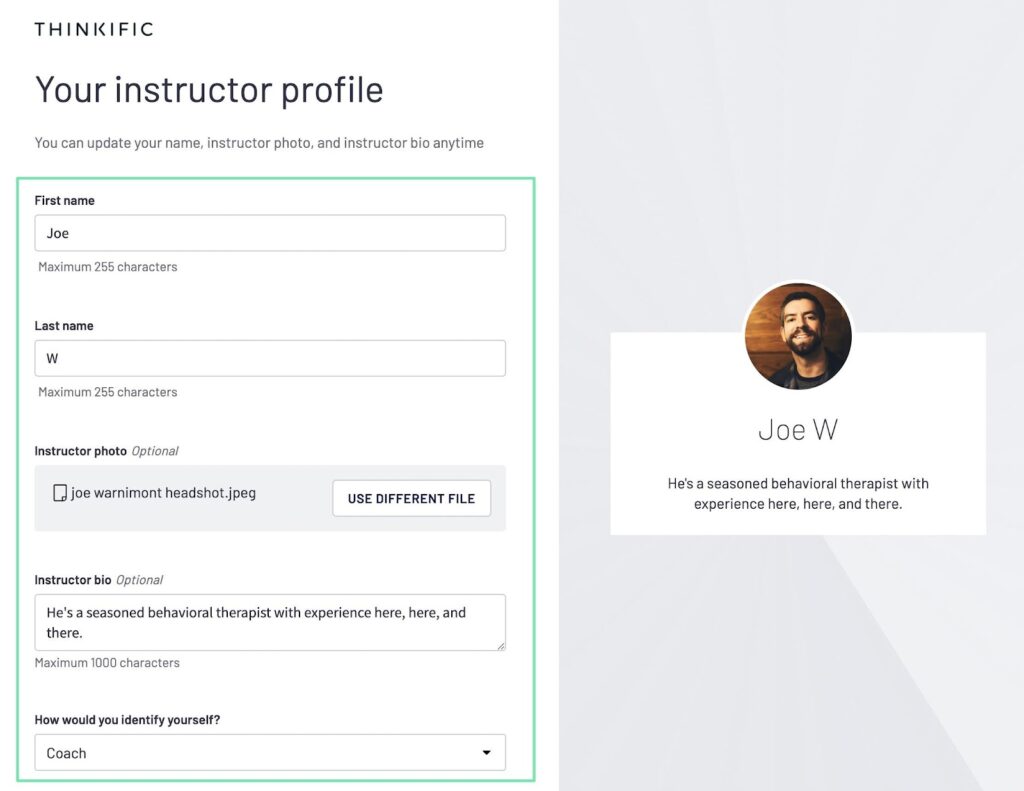 typing in personal information