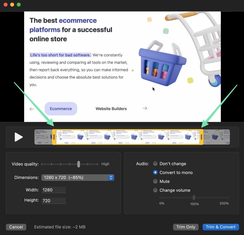 how to create a screencast with trimming
