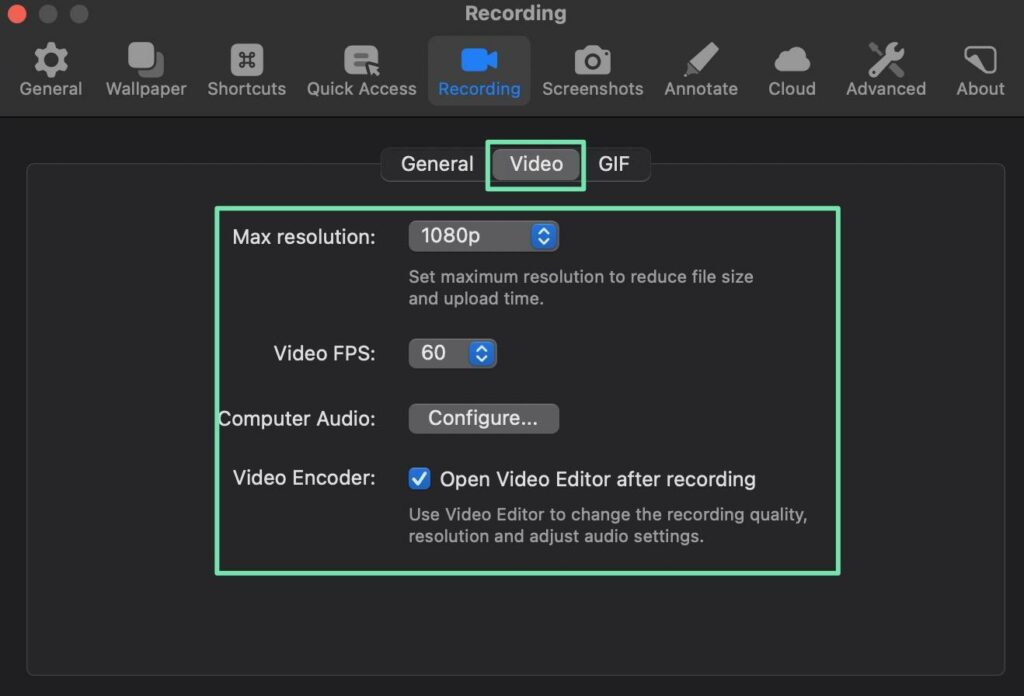 how to create a screencast with the right settings