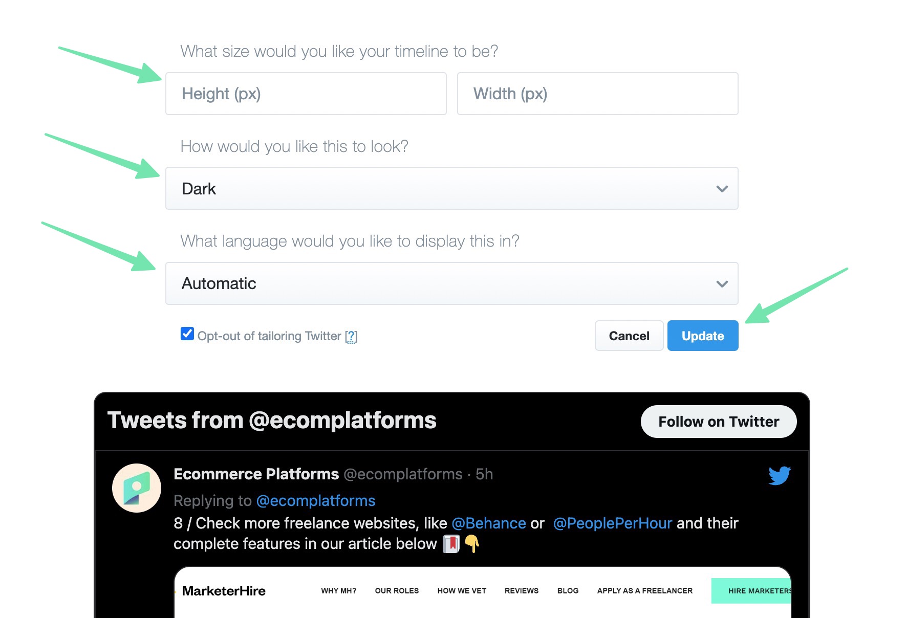customizing the Twitter widget