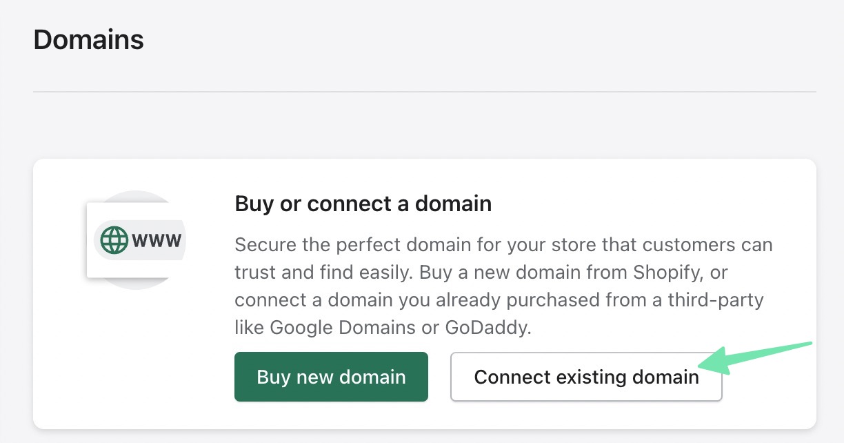 connect existing domain