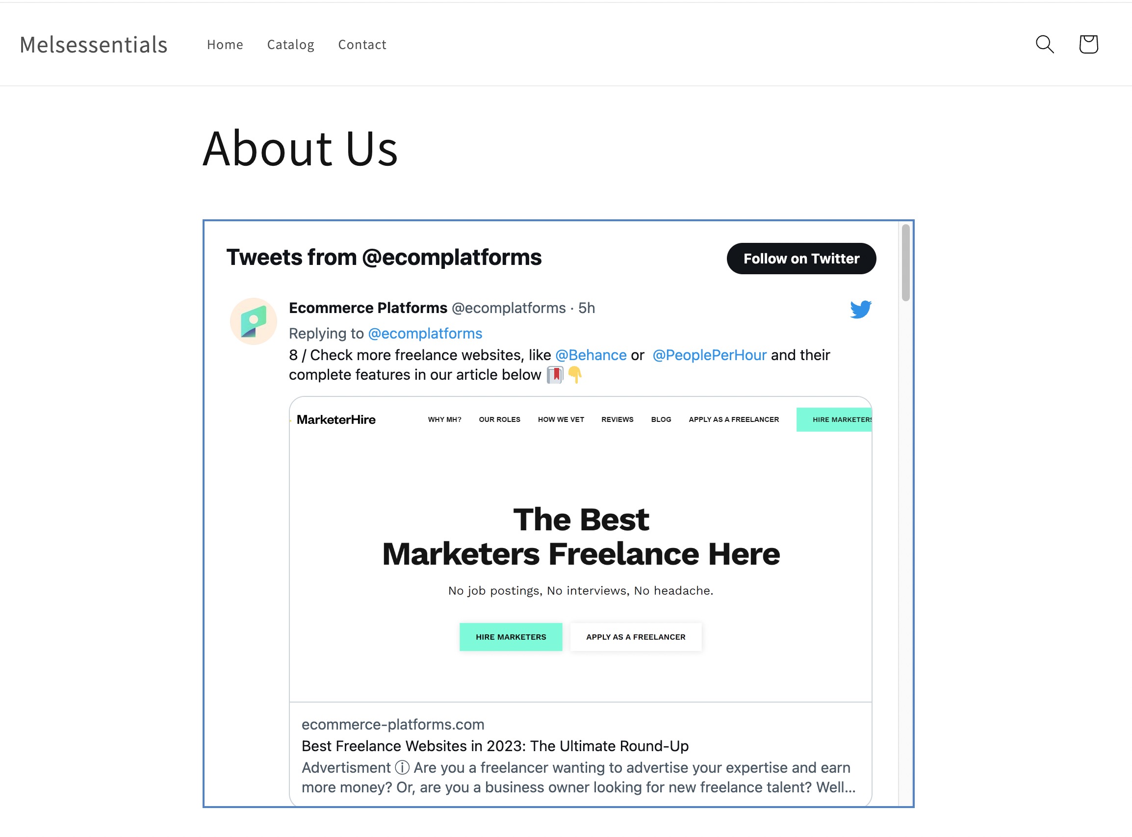 twitter feed on the frontend