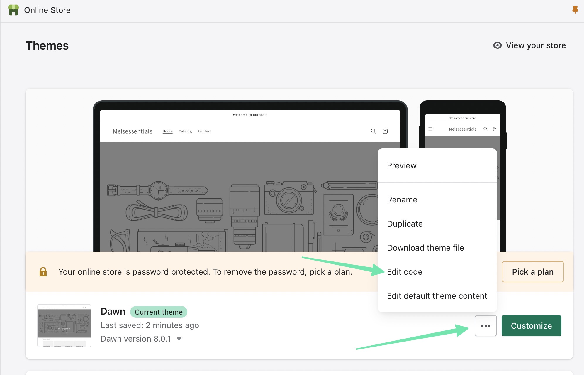 edit code in Shopify