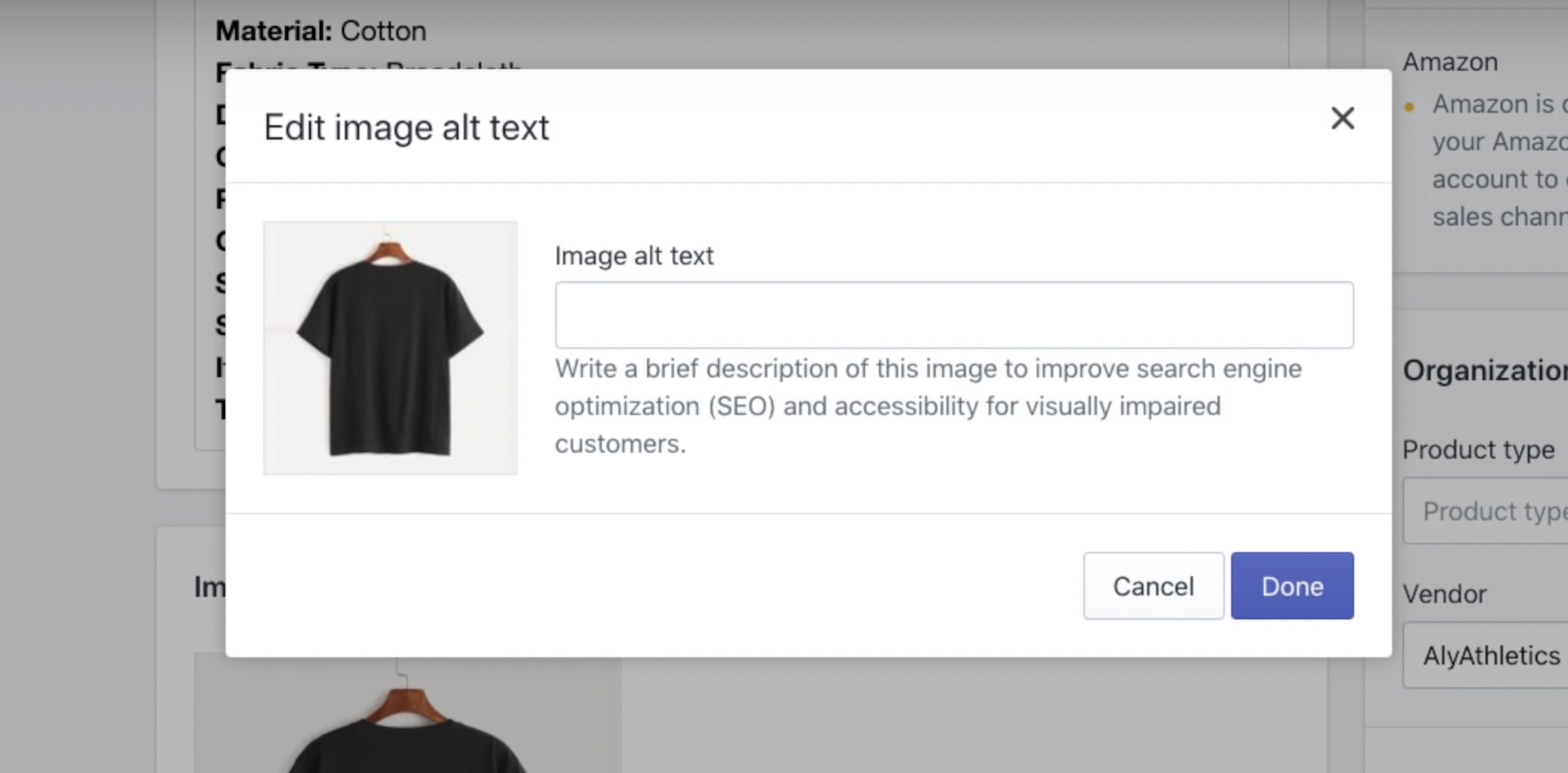 editing image alt text for Shopify vs Teespring