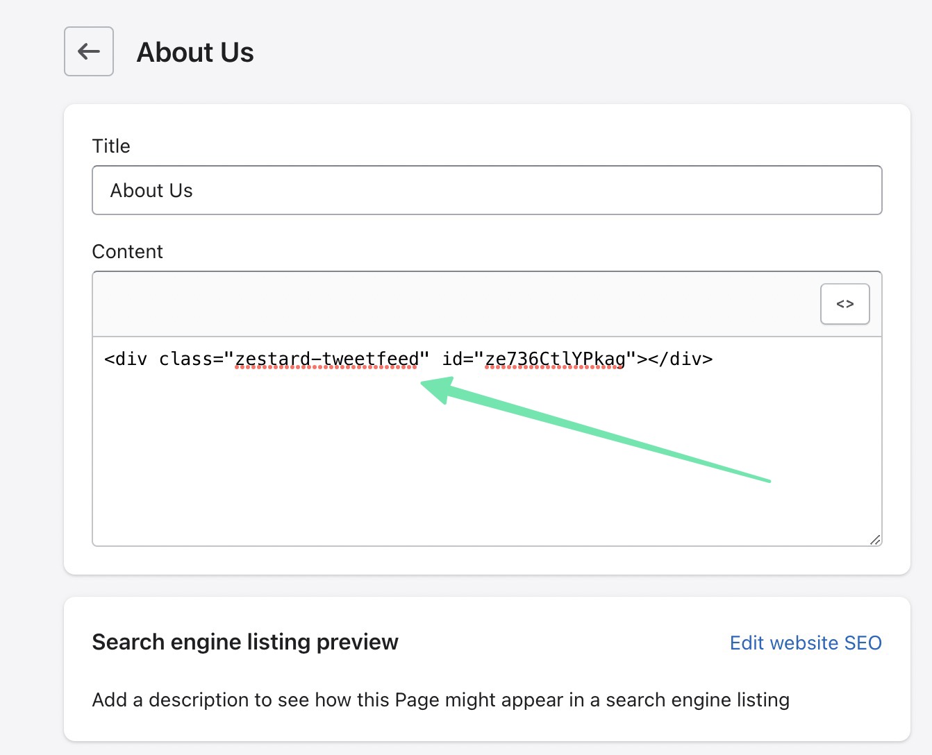 pasting code into Shopify page