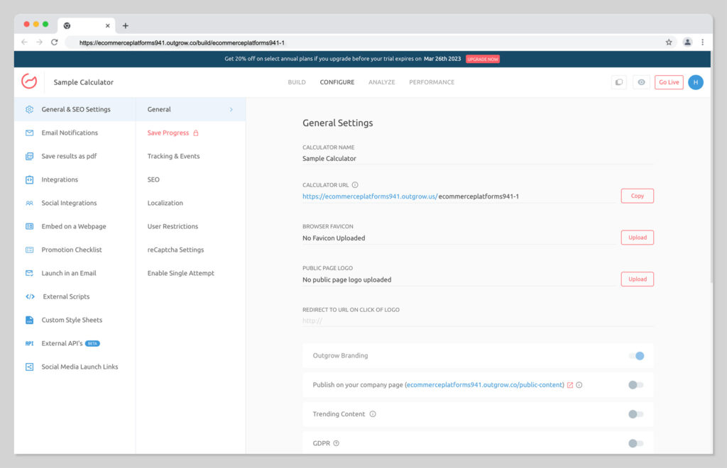 outgrow review configure content