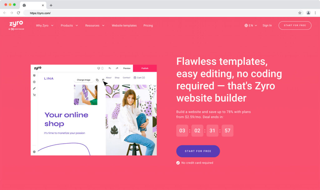 zyro homepage - best ai website builders