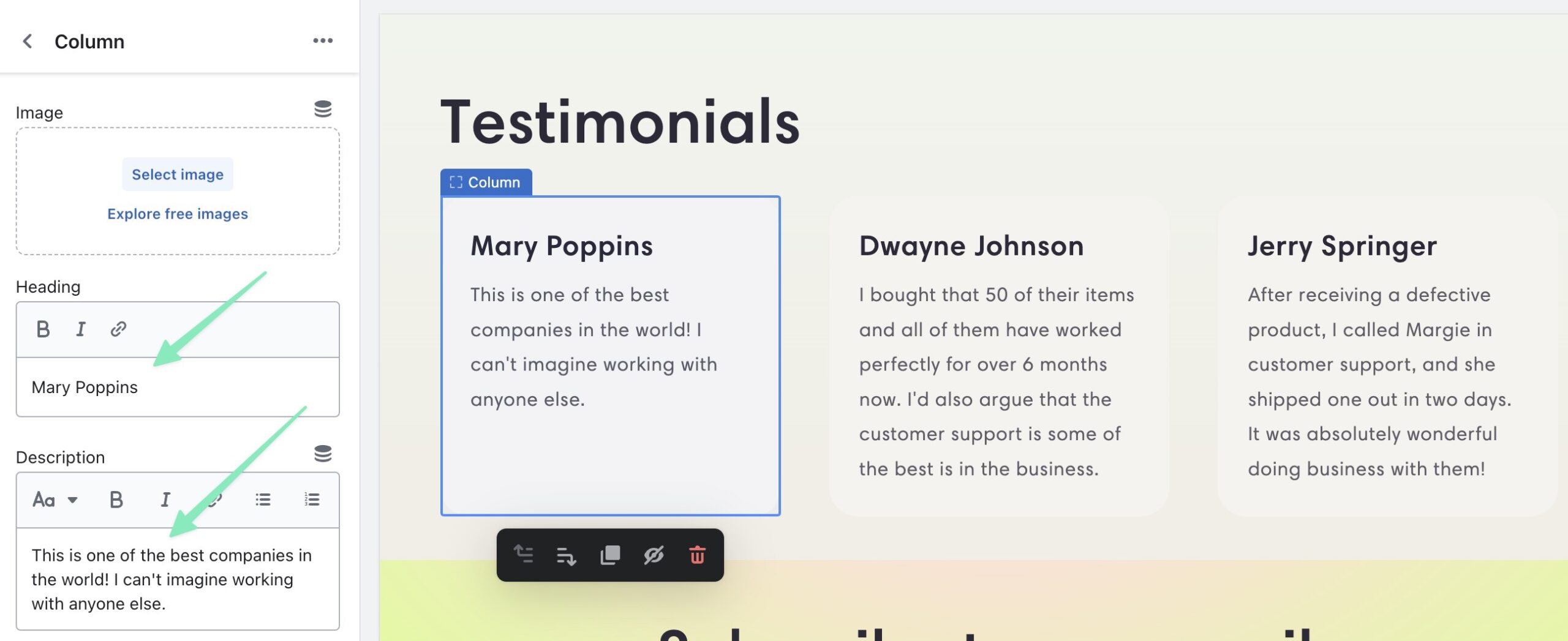 heading and description for how to add testimonials to Shopify