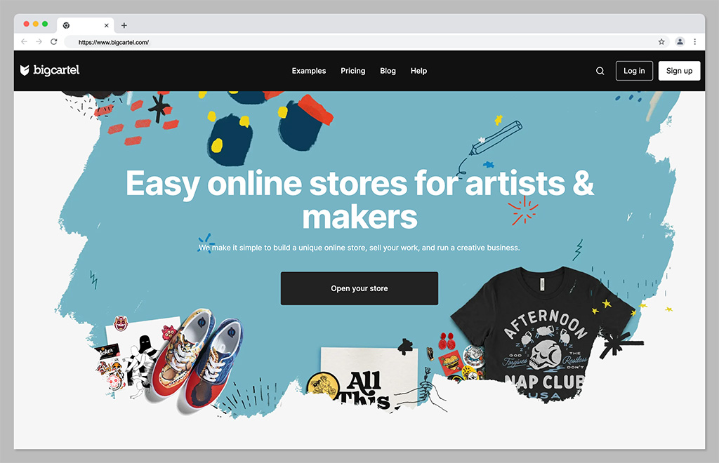 big cartel homepage - best fre ecommerce platform