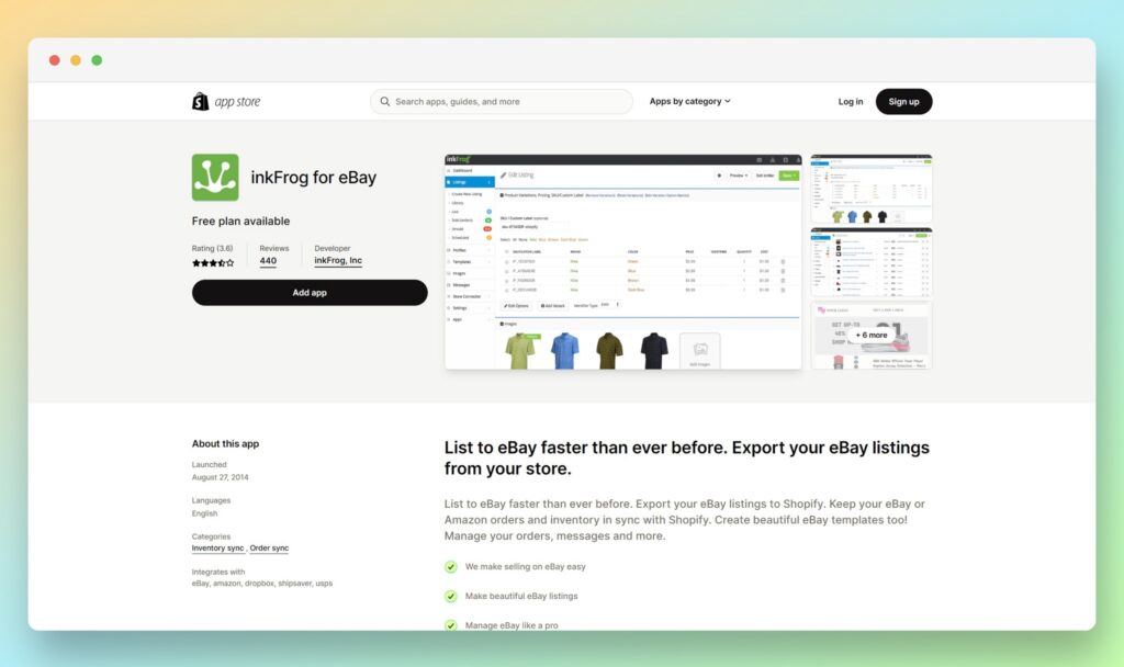 inkFrog for eBay - Best Ebay Apps for Shopify