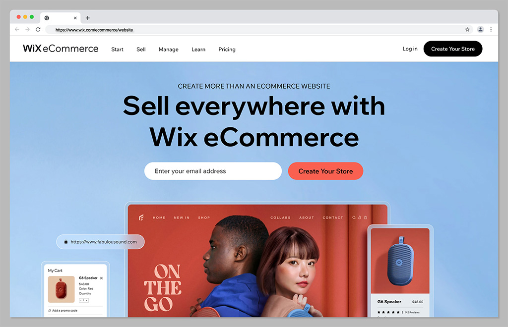 wix homepage - best fre ecommerce platform