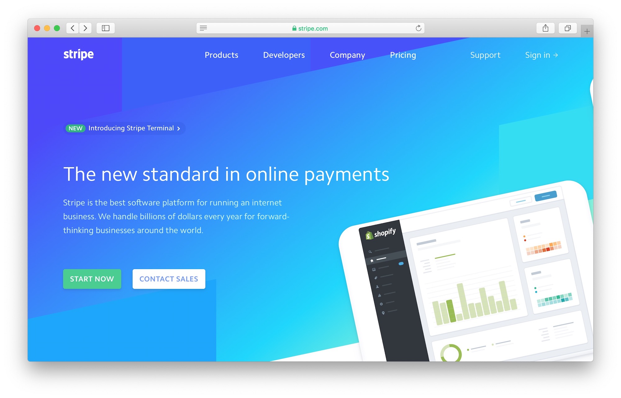 stripe homepage